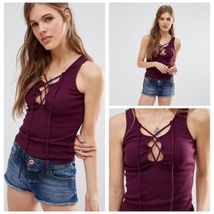 Free People Emmy Lou Wine Top S